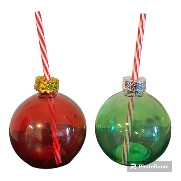 NWT | Christmas Ball Tumbler | Green & Silver | Glass | 13.3oz - Picture 5 of 9